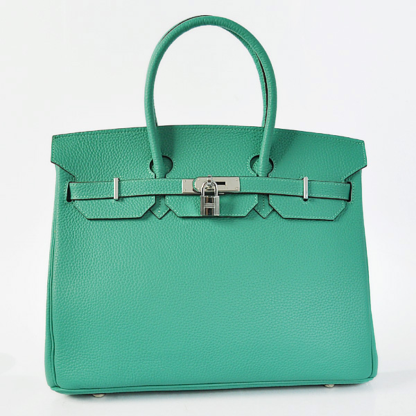 H35LGLS Hermes Birkin 35CM Lago Verde in pelle Clemence (argento)